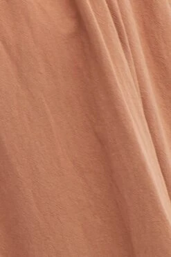 Brown Short Sleeve Ruched Midi Dress -Midi Dresses Style midi dress brown short sleeve ruched midi dress 33006763049153