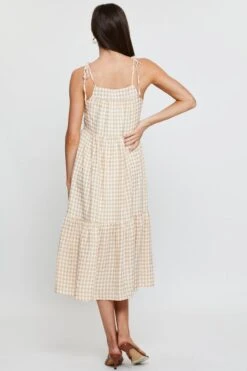 Check Midi Dress Sleeveless Tie Shoulder -Midi Dresses Style midi dress check midi dress sleeveless tie shoulder 32965275910337