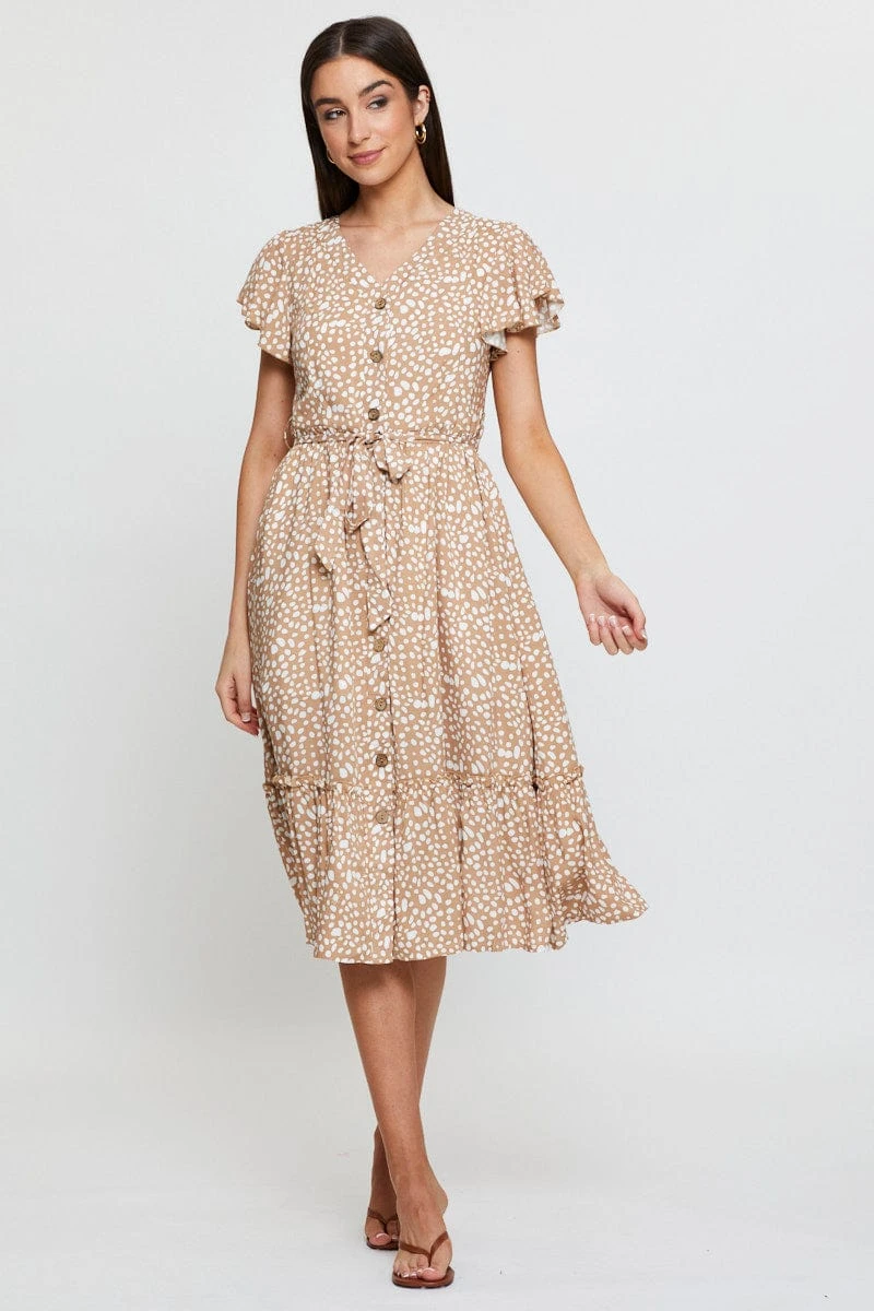 Geo Print Midi Dress Short Sleeve 3 Geo Print Midi Dress Short Sleeve