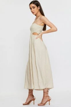 Beige Midi Dress Sleeveless -Midi Dresses Style midi dress nude midi dress sleeveless 32965191958721