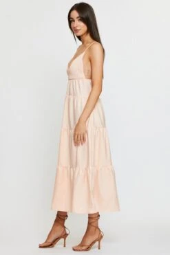 Orange Maxi Dress Sleeveless V Neck -Midi Dresses Style midi dress orange maxi dress sleeveless v neck 32965229936833