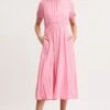 Pink Linen Blend Midi Dress -Midi Dresses Style midi dress pink linen blend midi dress 32965430902977
