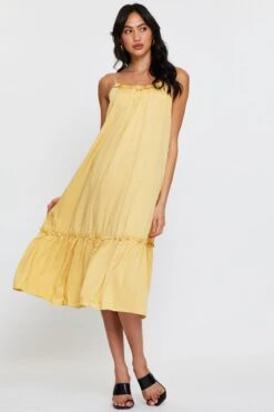 Yellow A Line Dress Sleeveless Midi -Midi Dresses Style midi dress yellow a line dress sleeveless midi 32965279056065
