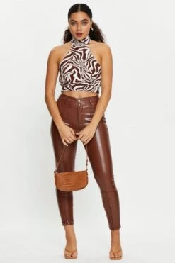 Print Sleeveless Zebra High Neck Crop Top 11 Print Sleeveless Zebra High Neck Crop Top -Midi Dresses Style semi crop print sleeveless zebra high neck crop top 32967590412481