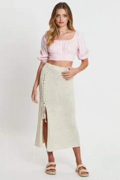 Midi Dresses Style -Midi Dresses Style shirt pink crop top short sleeve gathered bust 32966860439745