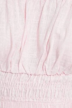 Pink Crop Top Short Sleeve Gathered Bust -Midi Dresses Style shirt pink crop top short sleeve gathered bust 32966860570817