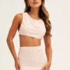 Pink Textured Crop Top Sleeveless -Midi Dresses Style shirt pink textured crop top sleeveless 32981075001537