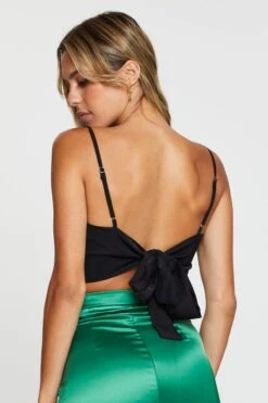 Black Crop Top Sleeveless V-Neck -Midi Dresses Style singlet black crop top sleeveless v neck 32966905594049