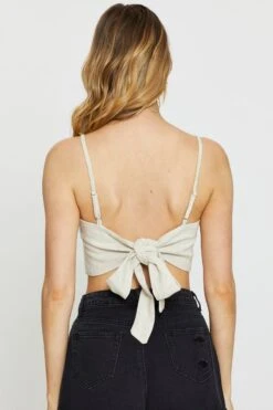 Beige Crop Top Halter Tie Up -Midi Dresses Style singlet camel crop top halter tie up 33007168716993