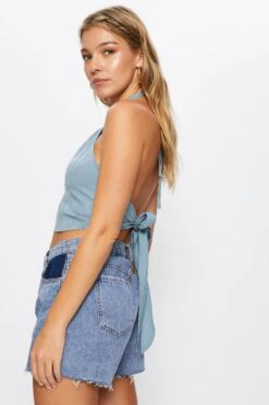 Grey Tie Back Crop Top -Midi Dresses Style singlet grey tie back crop top 32967105609921