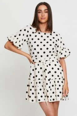 Polka Dot Midi Dress Short Sleeve -Midi Dresses Style skater dress polka dot midi dress short sleeve 32967244349633