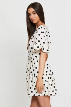 Polka Dot Midi Dress Short Sleeve -Midi Dresses Style skater dress polka dot midi dress short sleeve 32967244382401