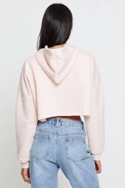 Pink Crop Hooded Sweat -Midi Dresses Style sweatcrop pink crop hooded sweat 32966129615041