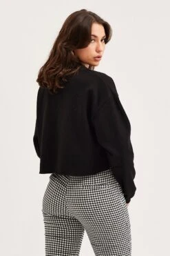 Black Sweatshirts Crop -Midi Dresses Style sweater black sweatshirts crop 32966291325121