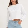 White Crop Sweatshirts Embroided -Midi Dresses Style sweater white crop sweatshirts embroided 32966094192833