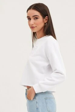 White Crop Sweatshirts Embroided 11 White Crop Sweatshirts Embroided -Midi Dresses Style sweater white crop sweatshirts embroided 32966094356673