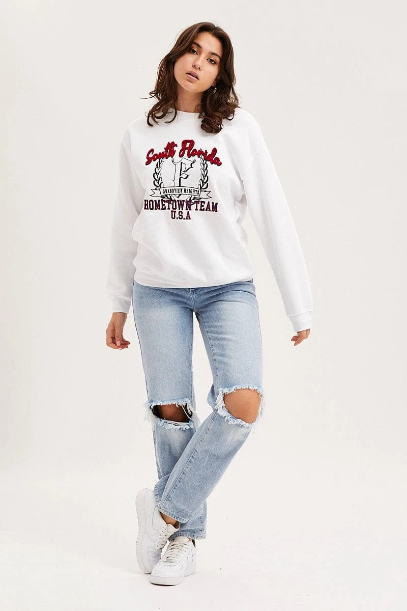 White Graphic Sweater Embroided 4 White Graphic Sweater Embroided - Image 2