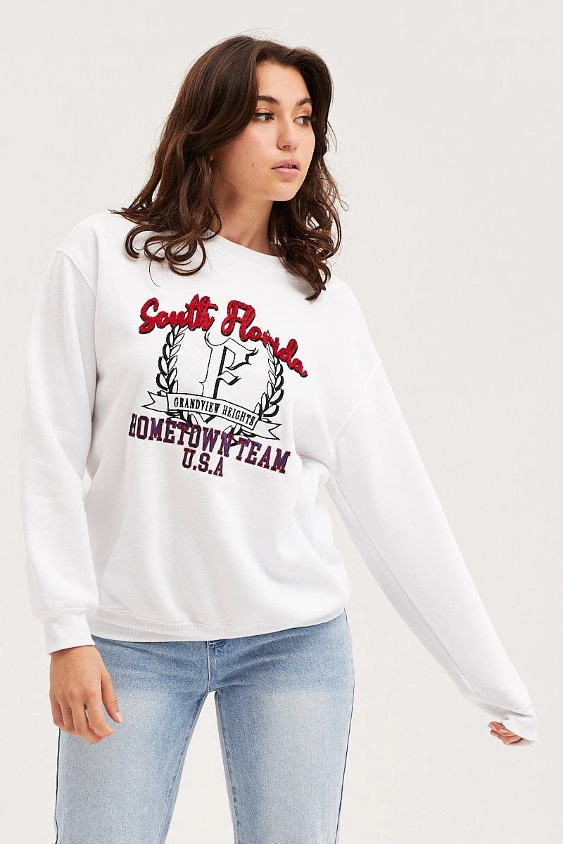 White Graphic Sweater Embroided 5 White Graphic Sweater Embroided - Image 3