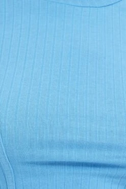 Blue Crop Top Long Sleeve Bust Detail -Midi Dresses Style top blue crop top long sleeve bust detail 32966161006785