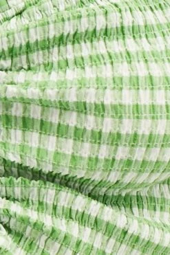 Check Crop Top Short Sleeve Ruched Front -Midi Dresses Style top check crop top short sleeve ruched front 33140871561409