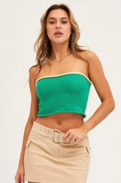 Green Knit Crop Top -Midi Dresses Style top green knit crop top 32966042583233