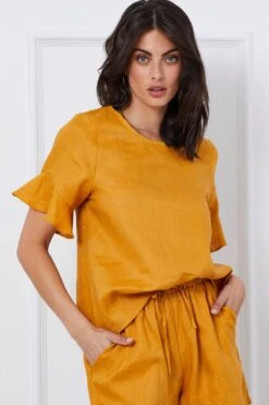 Yellow Crop Top Short Sleeve Relaxed Linen 10 Yellow Crop Top Short Sleeve Relaxed Linen -Midi Dresses Style top yellow crop top short sleeve relaxed linen 32964734779585