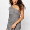 Grey One Shoulder Cable Knit Dress -Midi Dresses Style trial f dress grey one shoulder cable knit dress 32965779062977