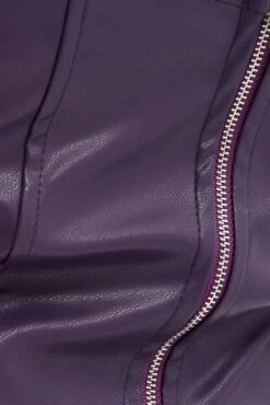 Purple Faux Leather Corset Sleeveless Strapless Bandeau -Midi Dresses Style wc0113x 33cb plum 6