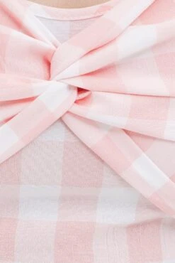 Pink Check Gingham Twist Front Crop Top -Midi Dresses Style wc12433b f check 6