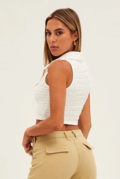 White Crop Top -Midi Dresses Style wc12612x f4 white 5