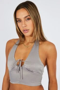 Grey Crop Top Halter -Midi Dresses Style wc1681 47wb grey 3