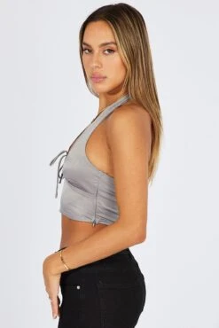 Grey Crop Top Halter -Midi Dresses Style wc1681 47wb grey 4