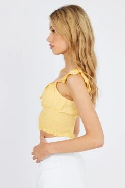 Yellow Crop Top Sleeveless -Midi Dresses Style wc1906 34w yellow 4