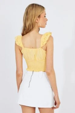 Yellow Crop Top Sleeveless -Midi Dresses Style wc1906 34w yellow 5