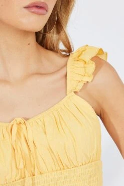 Yellow Crop Top Sleeveless -Midi Dresses Style wc1906 34w yellow 6