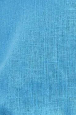 Blue Crop Top Half Sleeve Boat Neck Linen Blend -Midi Dresses Style wc9074x 47w ocean 6