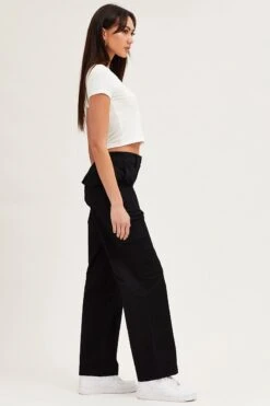Black Cargo Pants High Rise Wide Leg -Midi Dresses Style wide leg pants black cargo pants high rise wide leg 32965016322241