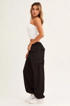 Black Cargo Parachute Pants Out Pocket 11 Black Cargo Parachute Pants Out Pocket -Midi Dresses Style wide leg pants black cargo parachute pants out pocket 32980821573825