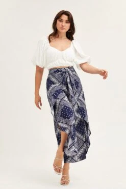 Boho Print High Rise Front Split Wide Leg Pants -Midi Dresses Style wide leg pants boho print high rise front split wide leg pants 32967187431617