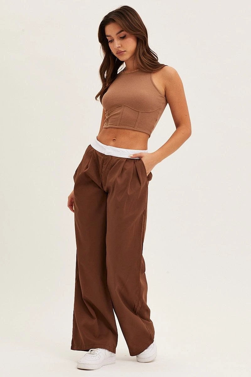 Brown Pants Wide Leg Low Rise 5 Brown Pants Wide Leg Low Rise - Image 3