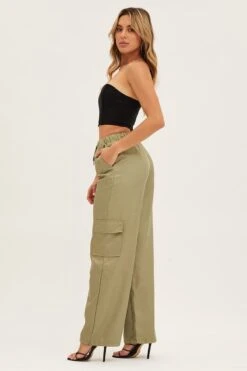 Green Boyfriend Cargo Pant -Midi Dresses Style wide leg pants green boyfriend cargo pant 32973918863553
