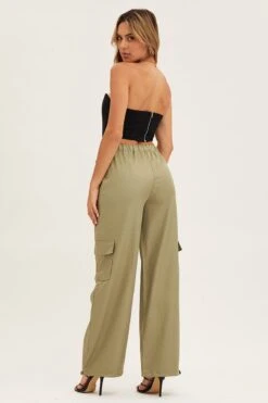 Green Boyfriend Cargo Pant -Midi Dresses Style wide leg pants green boyfriend cargo pant 32973918929089