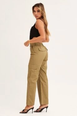 Green Cargo Pants Mid Rise -Midi Dresses Style wide leg pants green cargo pants mid rise 32980826751169