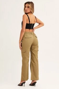 Green Cargo Pants Mid Rise -Midi Dresses Style wide leg pants green cargo pants mid rise 32980826783937