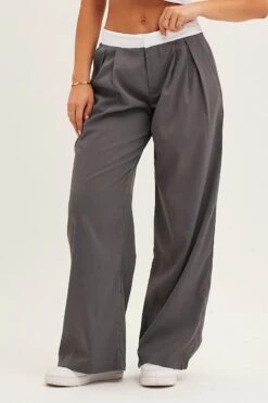 Grey Pants Wide Leg Low Rise -Midi Dresses Style wide leg pants grey pants wide leg low rise 32964966351041