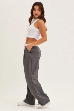Grey Pants Wide Leg Low Rise -Midi Dresses Style wide leg pants grey pants wide leg low rise 32964966416577