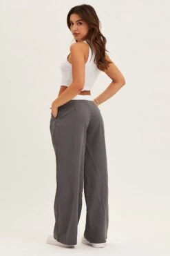Grey Pants Wide Leg Low Rise -Midi Dresses Style wide leg pants grey pants wide leg low rise 32964966449345