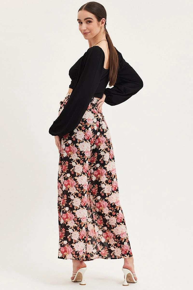 Print Wide Leg Pants High Rise Front Split 7 Print Wide Leg Pants High Rise Front Split - Image 5