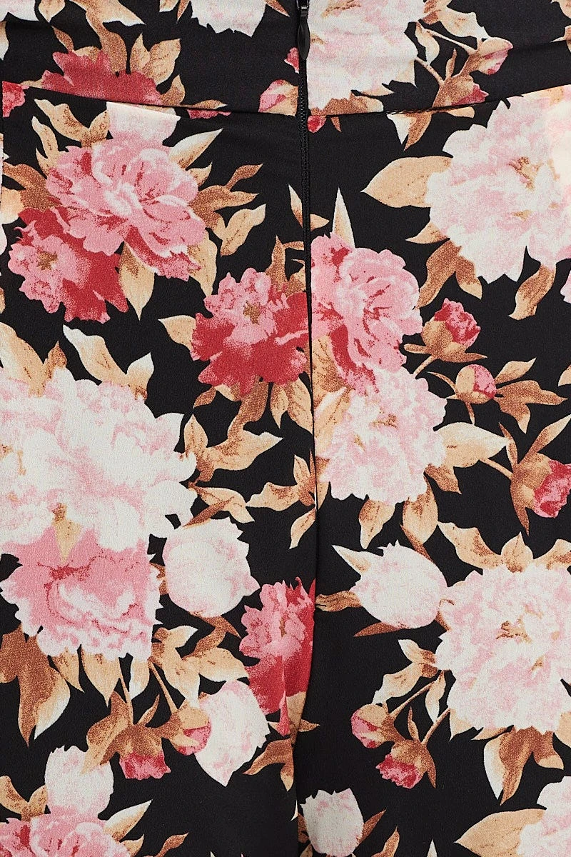 Print Wide Leg Pants High Rise Front Split 8 Print Wide Leg Pants High Rise Front Split - Image 6