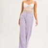 Purple Tailored Pant High Waist -Midi Dresses Style wide leg pants purple tailored pant high waist 33126732660929